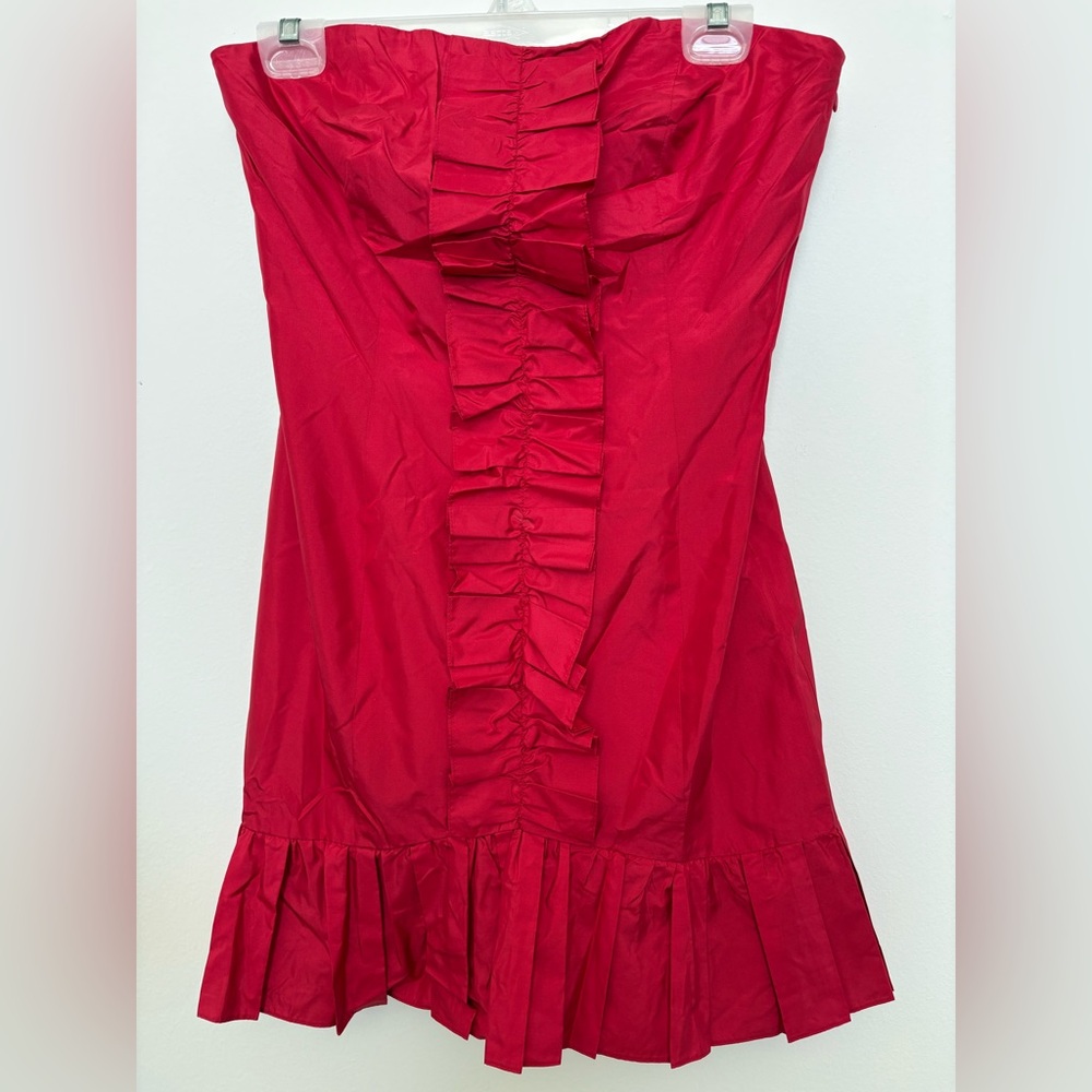 A/X Armani Exchange 💯% Silk Ruby Red Strapless Mini Skirt Size 8 Sku#180